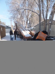 Truss Delivery Trusses delivered on snowy morning