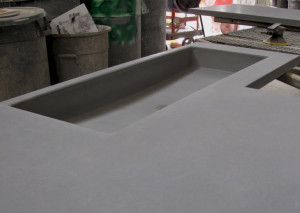 The shallow, water -saving, laundry room sink and countertop for Desert Rain.