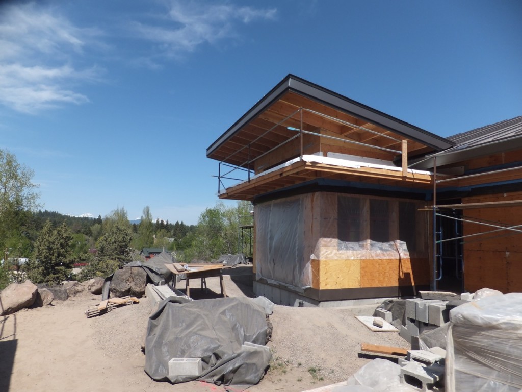 Desert Rain May 2012 - framed, sheathed, and roof in place.