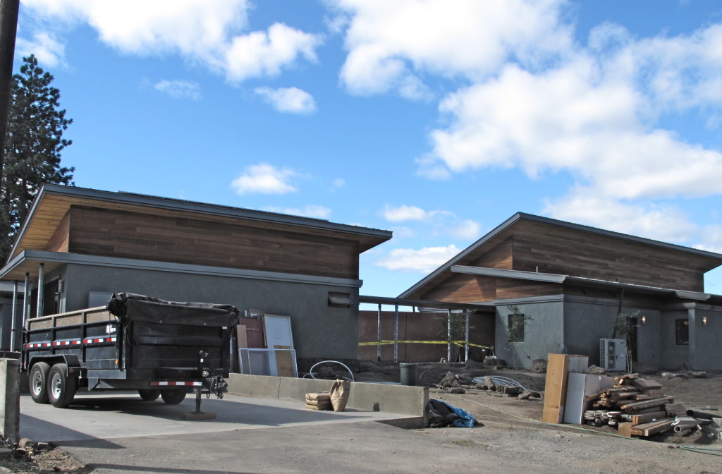 The old garage has been deconstructed to make way for Desert Lookout. The concrete slab will be broken and reused as landscape pavers.